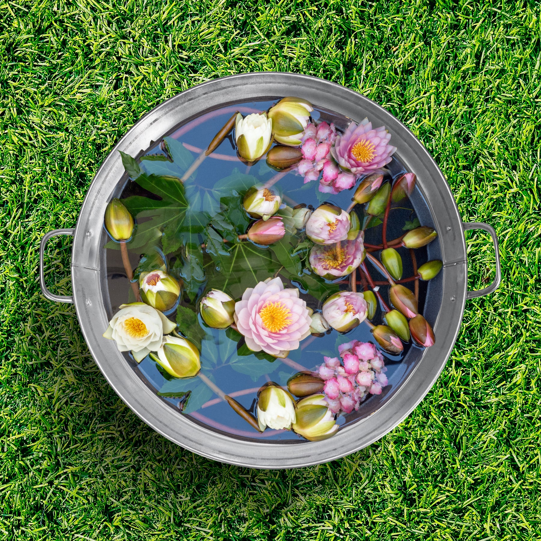 BigDean XL Zinkwanne Ø 48,5cm x 21,5cm H - massiv + wasserdicht zum Bepflanzen und Befüllen - Pflanz 6