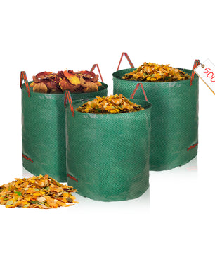 BigDean Laubsammler Gartenabfallsack 500L – 150g/m² selbststehend 4 Griffe robust wasserdicht  6