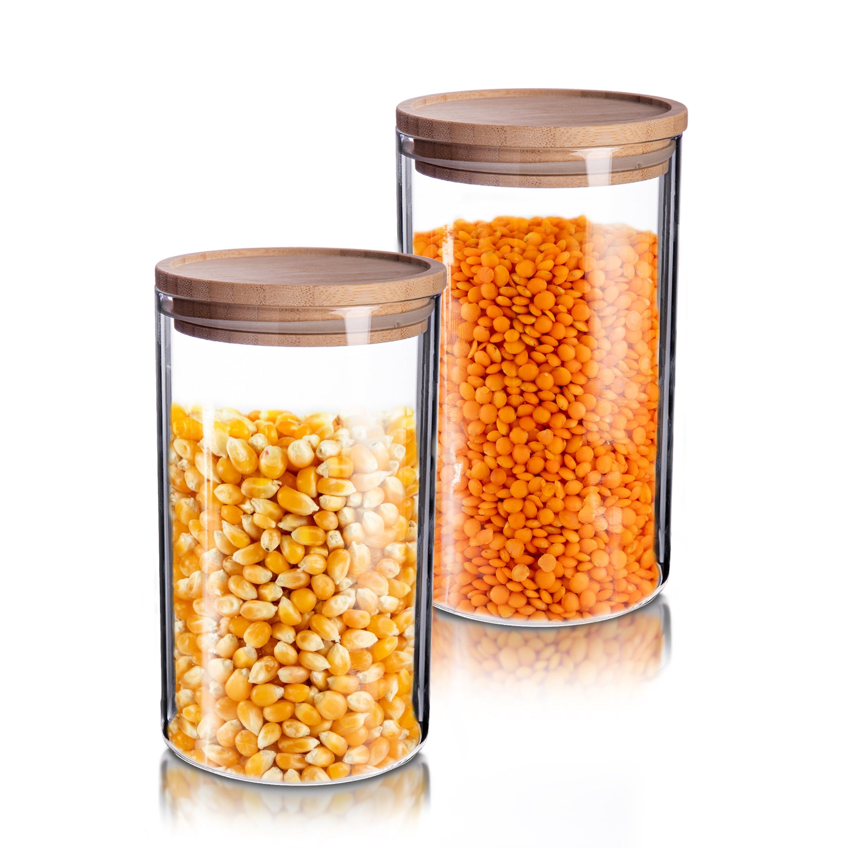 BigDean 2er Set Vorratsgläser 1,1L mit Bambus-Deckel - 10 x 17 cm - Vorratsgläser zur Aufbewahrung 4