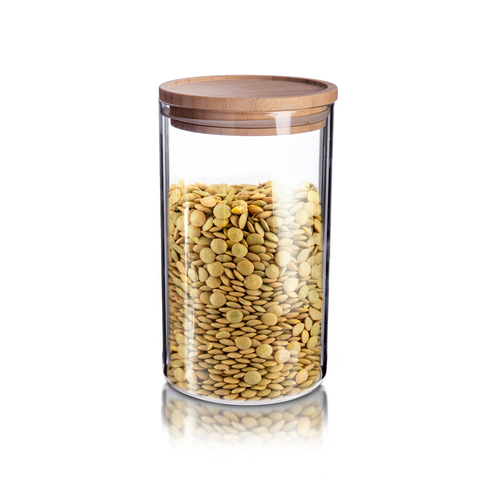 BigDean Vorratsglas 1,1L mit Bambus-Deckel - 10 x 17 cm - Vorratsgläser zur Aufbewahrung von Tee 4