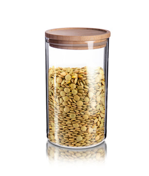 Vorratsglas 1,1L mit Bambus-Deckel - 10 x 17 cm - Vorratsgläser zur Aufbewahrung von Tee 4