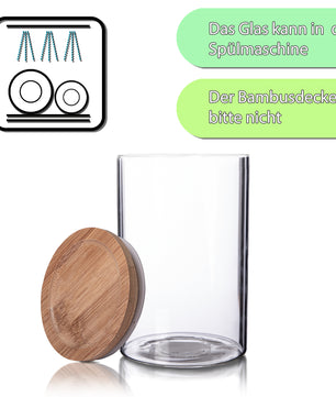 Vorratsglas 1,1L mit Bambus-Deckel - 10 x 17 cm - Vorratsgläser zur Aufbewahrung von Tee 5