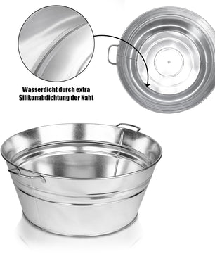 BigDean XXL Getränkewanne Getränkekühler mit Henkel 56x48,5x21,5cm rund Zinkwanne 3