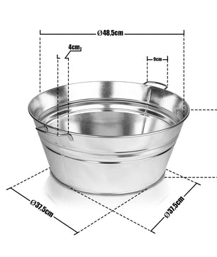 BigDean XXL Getränkewanne Getränkekühler mit Henkel 56x48,5x21,5cm rund Zinkwanne 4