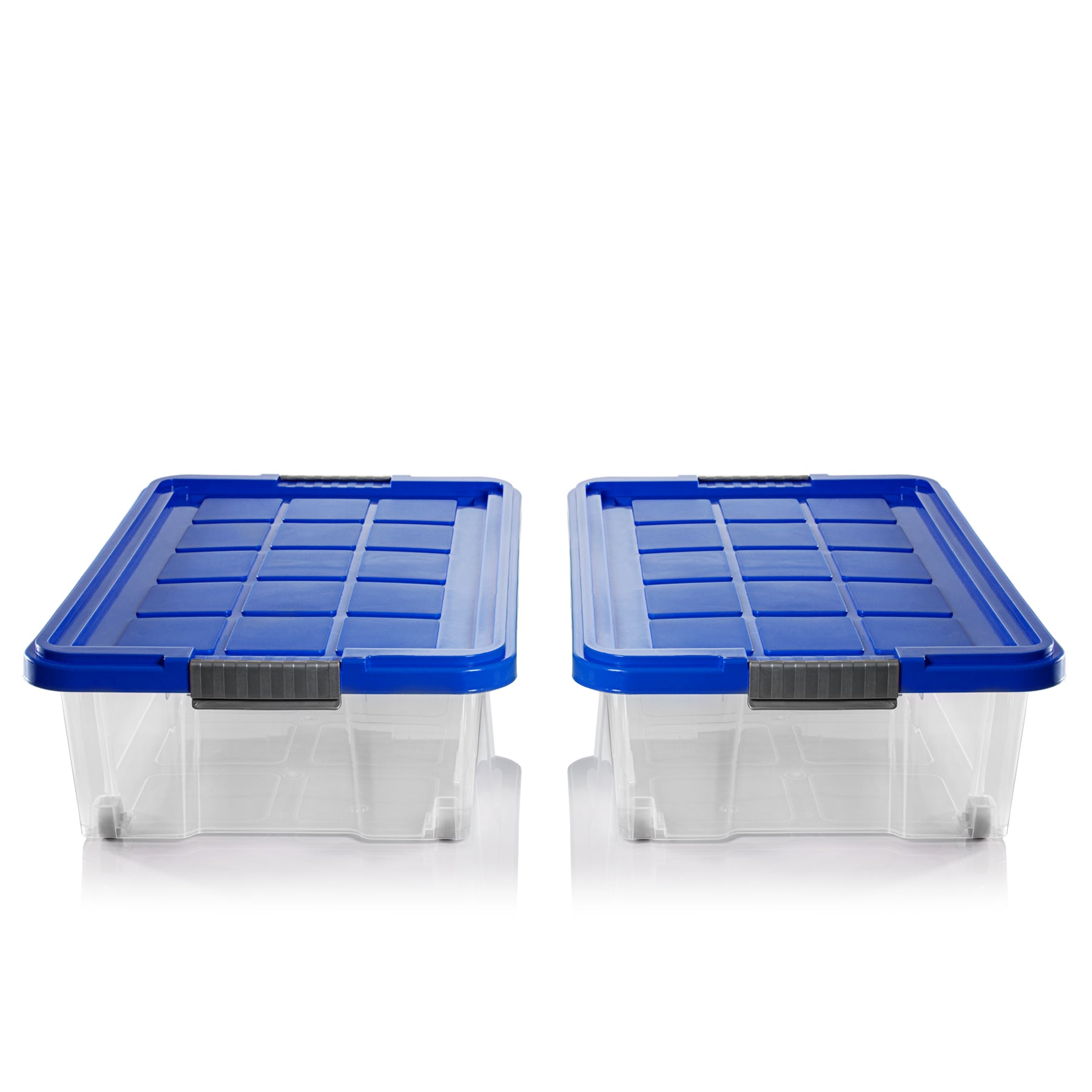 BigDean 2x Unterbettkommode Aufbewahrungsbox mit Deckel 25L azurblau 60x40x17,5cm - mit Rollen + Clipverschluss nestbar - Eurobox Aufbewahrungsbox Storage Box Bettkasten - Made in Germany 2
