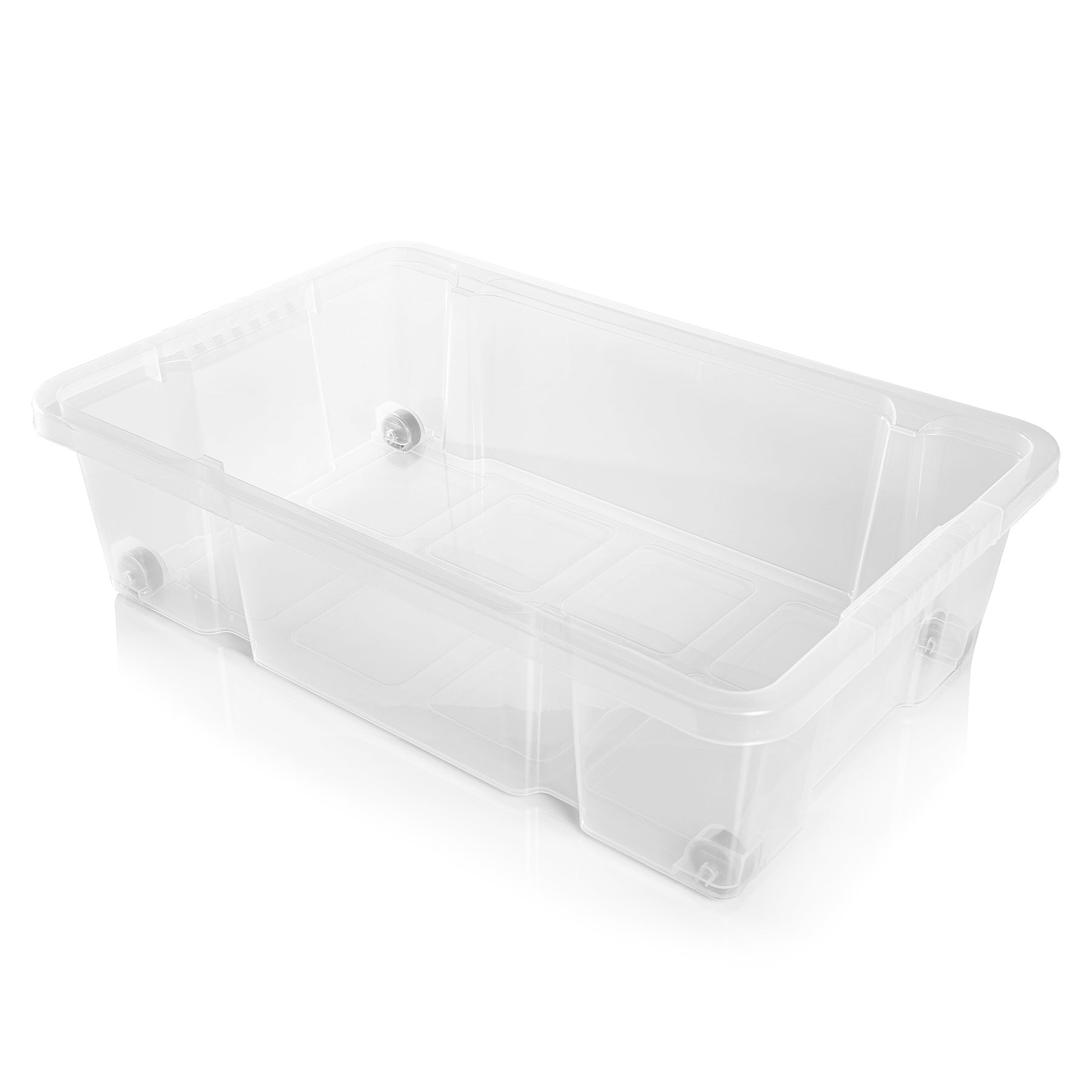 BigDean 2x Unterbettkommode Aufbewahrungsbox mit Deckel 25L azurblau 60x40x17,5cm - mit Rollen + Clipverschluss nestbar - Eurobox Aufbewahrungsbox Storage Box Bettkasten - Made in Germany 6