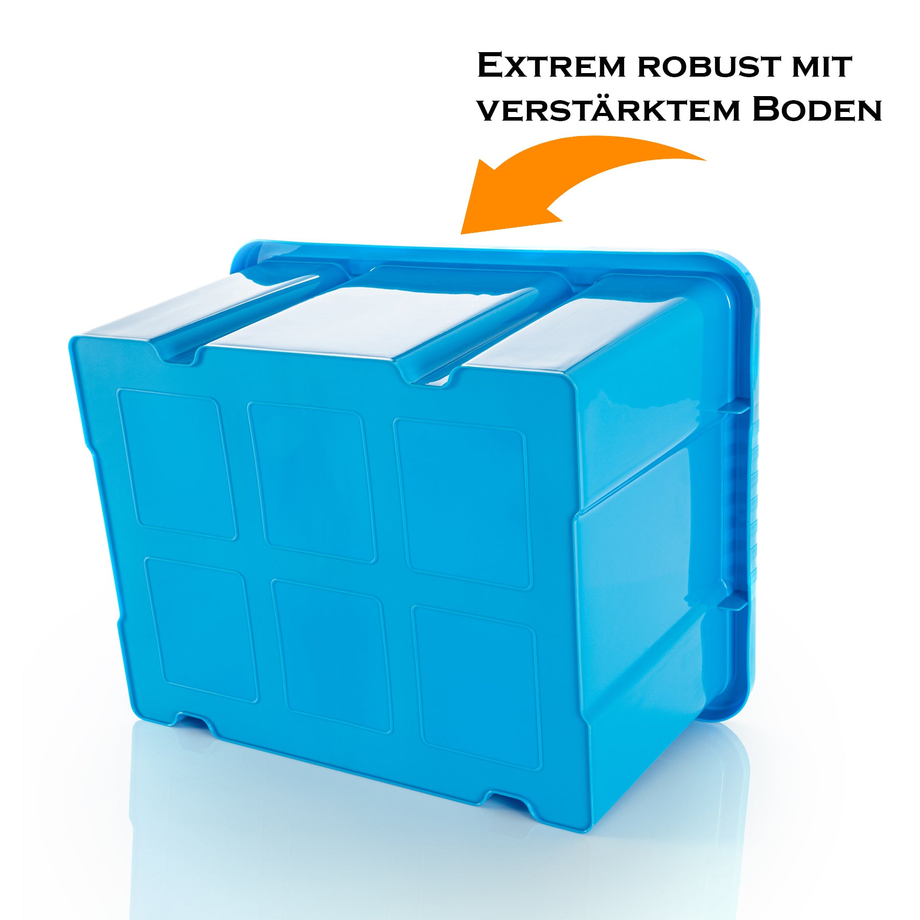 BigDean 3x Stabile Kunststoffbox Eurobox - 44x35x23 cm - passt in Kastenregale - Stapelbox blau Aufbewahrungsbox Drehstapelbehälter ohne Deckel 3