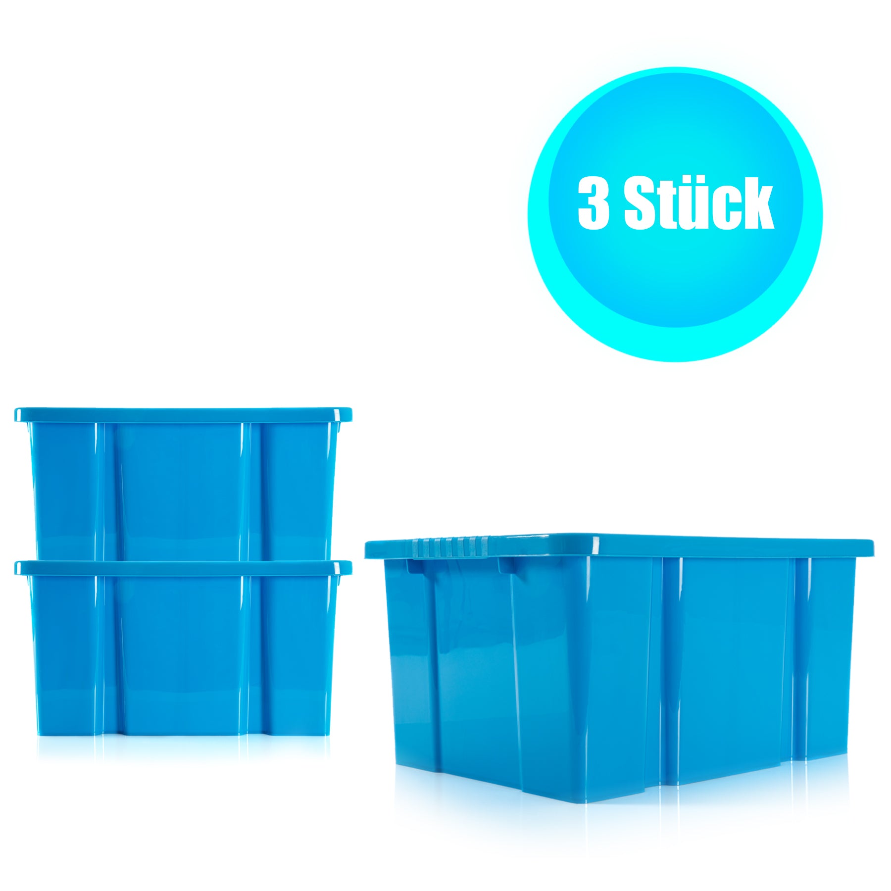 BigDean 3x Stabile Kunststoffbox Eurobox - 44x35x23 cm - passt in Kastenregale - Stapelbox blau Aufbewahrungsbox Drehstapelbehälter ohne Deckel 4
