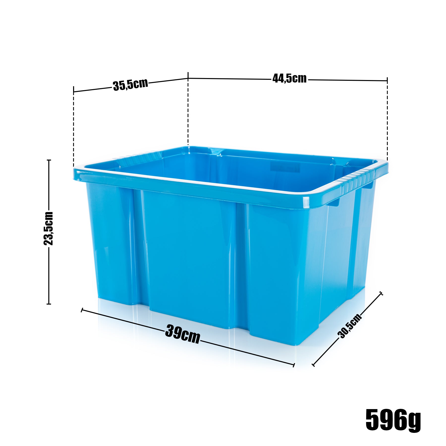 BigDean 3x Stabile Kunststoffbox Eurobox - 44x35x23 cm - passt in Kastenregale - Stapelbox blau Aufbewahrungsbox Drehstapelbehälter ohne Deckel 6