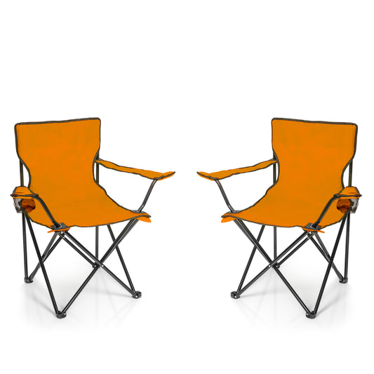 BigDean 2x Faltstuhl ORANGE Campingstuhl Anglerstuhl mit Getränkehalter & Tragetasche - Anglersessel klappbar - Klappstuhl Gartenstuhl Faltstuhl Relaxsessel Angelsessel faltbar image 1