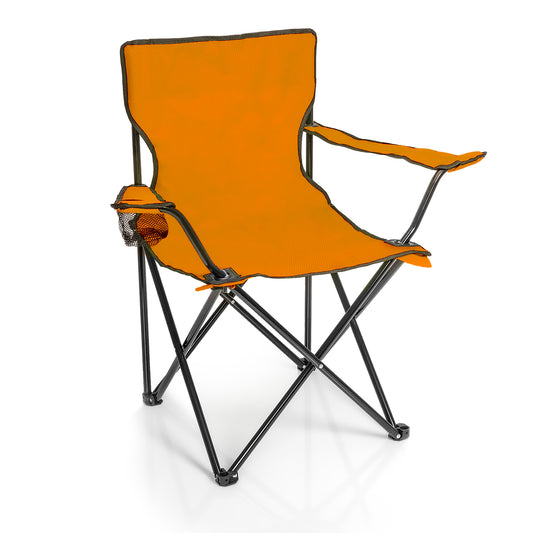 BigDean Faltstuhl ORANGE Campingstuhl Anglerstuhl mit Getränkehalter & Tragetasche - Anglersessel klappbar - Klappstuhl Gartenstuhl Faltstuhl Relaxsessel Angelsessel faltbar image 1
