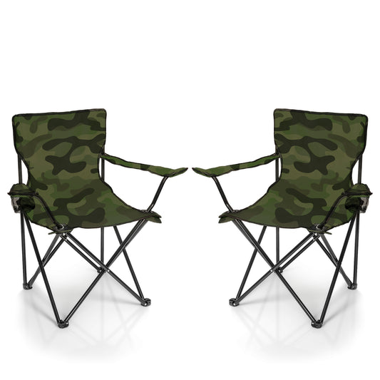 BigDean 2x Faltstuhl TARNMUSTER Camouflage Campingstuhl Anglerstuhl mit Getränkehalter & Tragetasche - Anglersessel klappbar - Klappstuhl Gartenstuhl Faltstuhl Relaxsessel Angelsessel faltbar