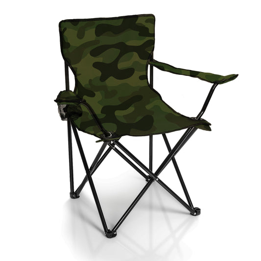 BigDean Faltstuhl Tarnmuster Camouflage Campingstuhl Anglerstuhl mit Getränkehalter& Tragetasche - Anglersessel klappbar - Klappstuhl Gartenstuhl Faltstuhl Relaxsessel Angelsessel faltbar image 1