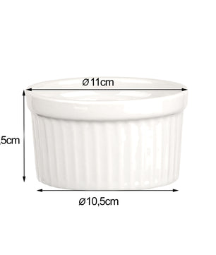 BigDean 12x Souffle Förmchen 11 x 5,5 cm 260 ml in weiß - Feuerfeste Förmchen aus Keramik - runde  5