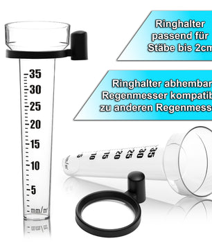 BigDean 2x Regenmesser Niederschlagsmesser - Für 1-35 mm Messungen - Einfach abzulesen 5