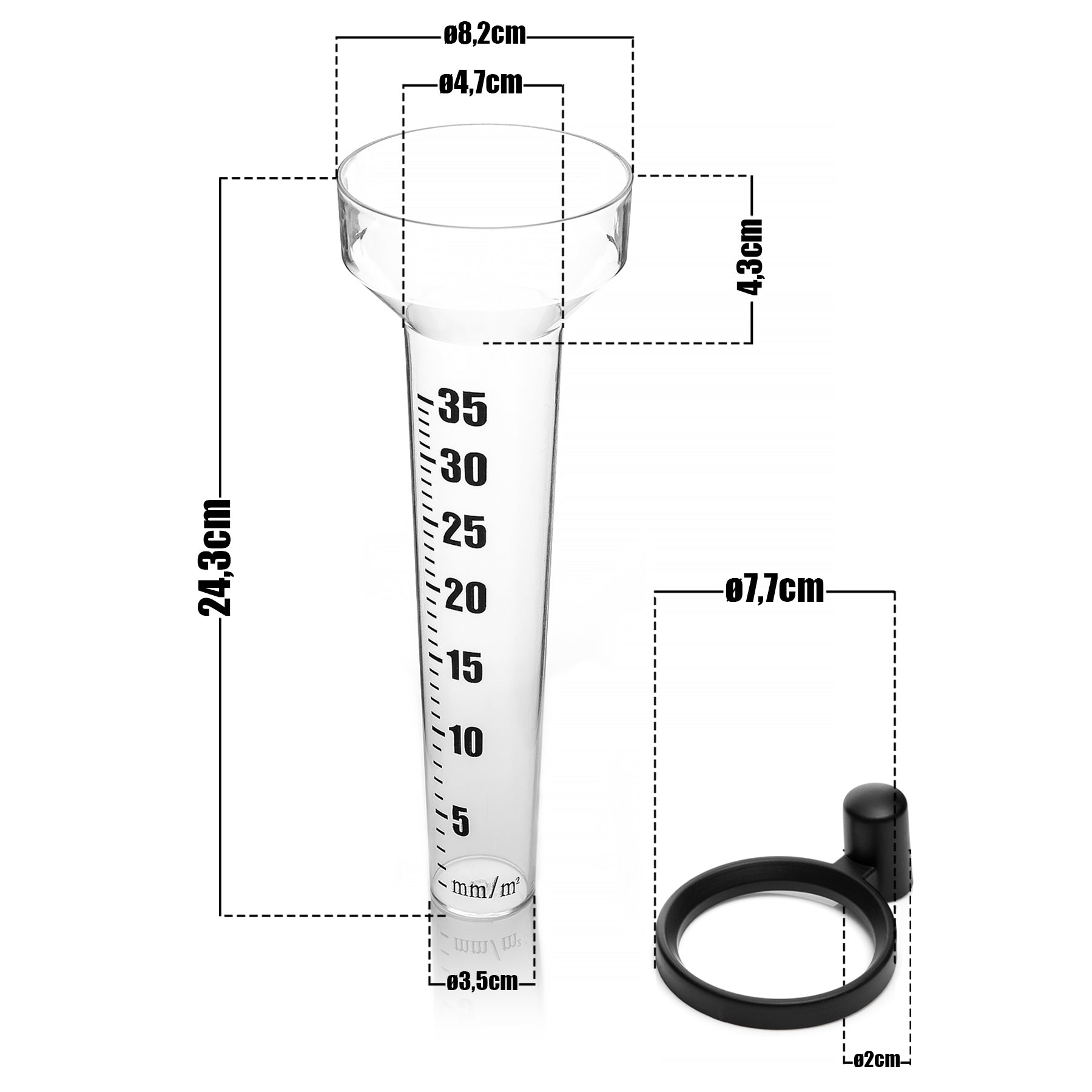BigDean 2x Regenmesser Niederschlagsmesser - Für 1-35 mm Messungen - Einfach abzulesen 6