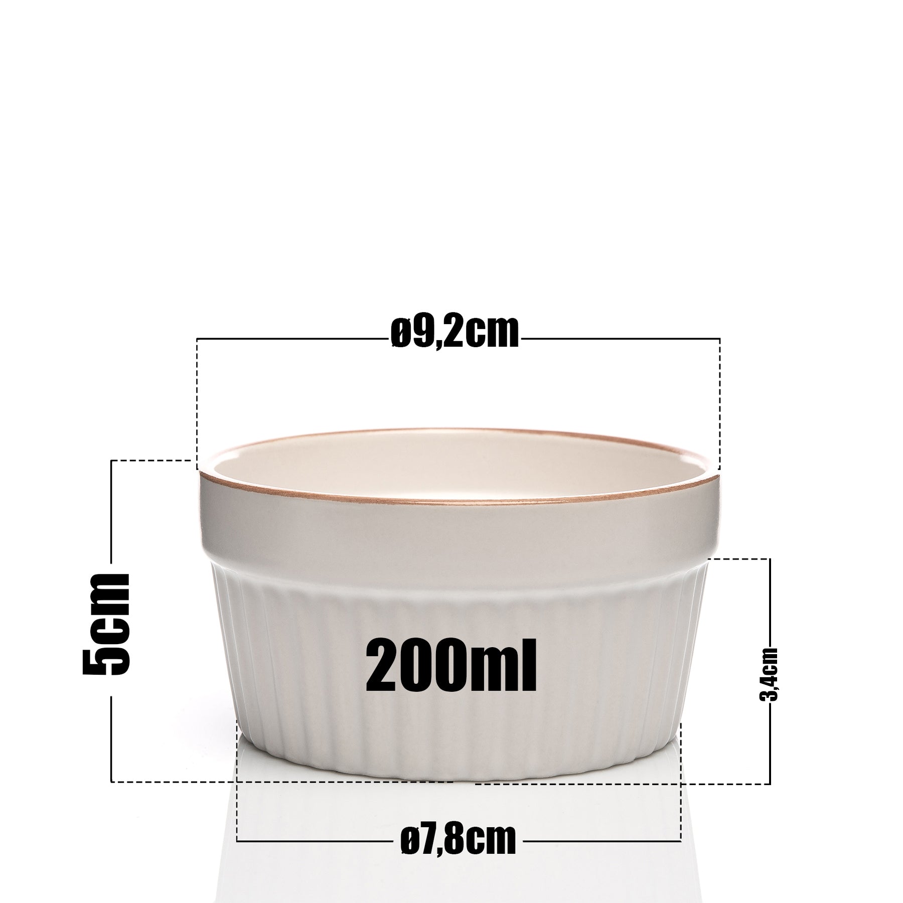 12x Souffle-Förmchen 9x5 cm 200 ml - weiß - Ofenfeste Förmchen Schälchen aus Keramik 5