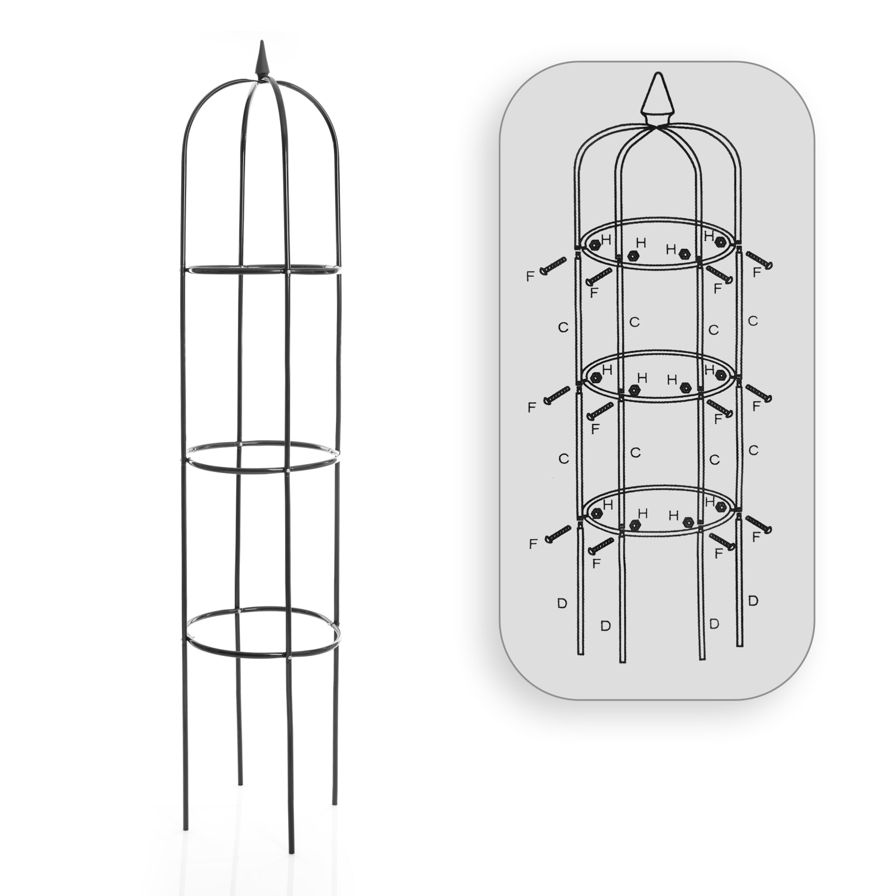 Rankhilfe Rosenbogen 40 x 200 cm grün wetterfest – Obelisk Rankturm Rosenstütze  4