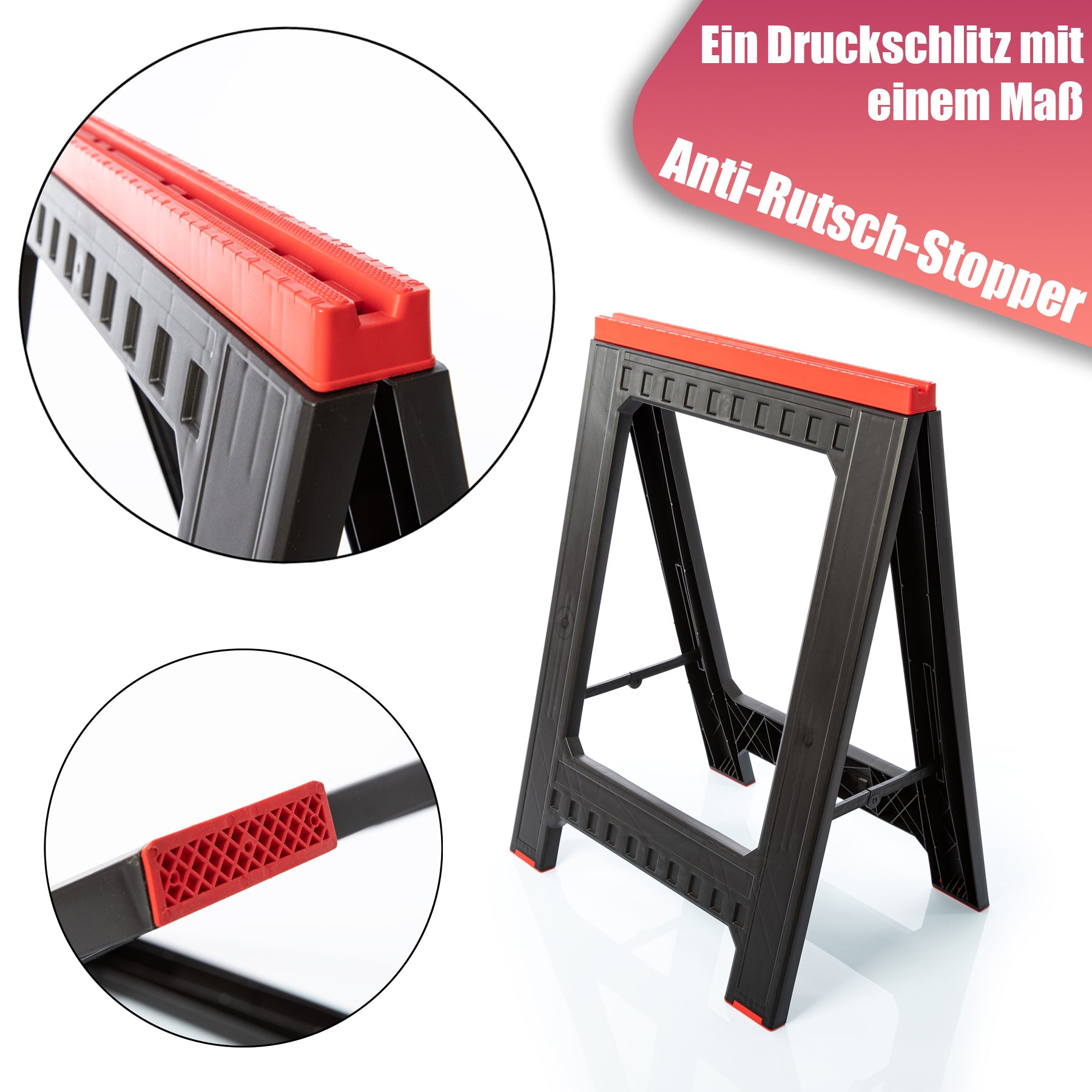 BigDean Unterstellbock Arbeitsbock Klappbock Stützbock Sägebock Gerüstbock Tischbock Montagebock - klappbar Tragkraft 175kg rutschfeste Füße – aus schlagfestem Kunststoff image 3