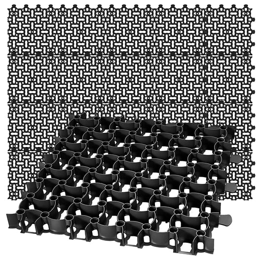BigDean 20x Rasengitter Paddockplatte SCHWARZ 50x50 cm Rasenmatten Rasenwaben Kiesgitter Parkplatzrasen 5 m² image 1