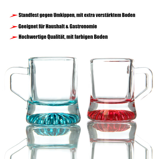 24x Schnapsglas 2cl farbige Shotgläser für Tequila, Wodka, Ouzo, Sambuca Pinnchen Stamperl 2