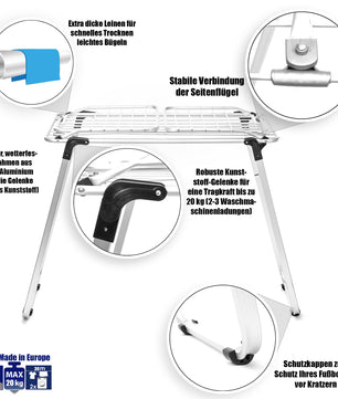 Flügelwäscheständer 30m Trockenlänge mit extra dicken Leinen - extra großer Wäscheständer 2