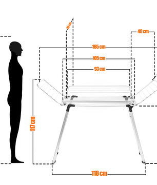 Flügelwäscheständer 30m Trockenlänge mit extra dicken Leinen - extra großer Wäscheständer 4