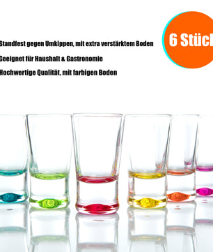 BigDean 6er Set Schnapsgläser 2cl – farbige Shot Gläser für Tequila, Wodka, Ouzo, Sambuca etc. - Sta 3
