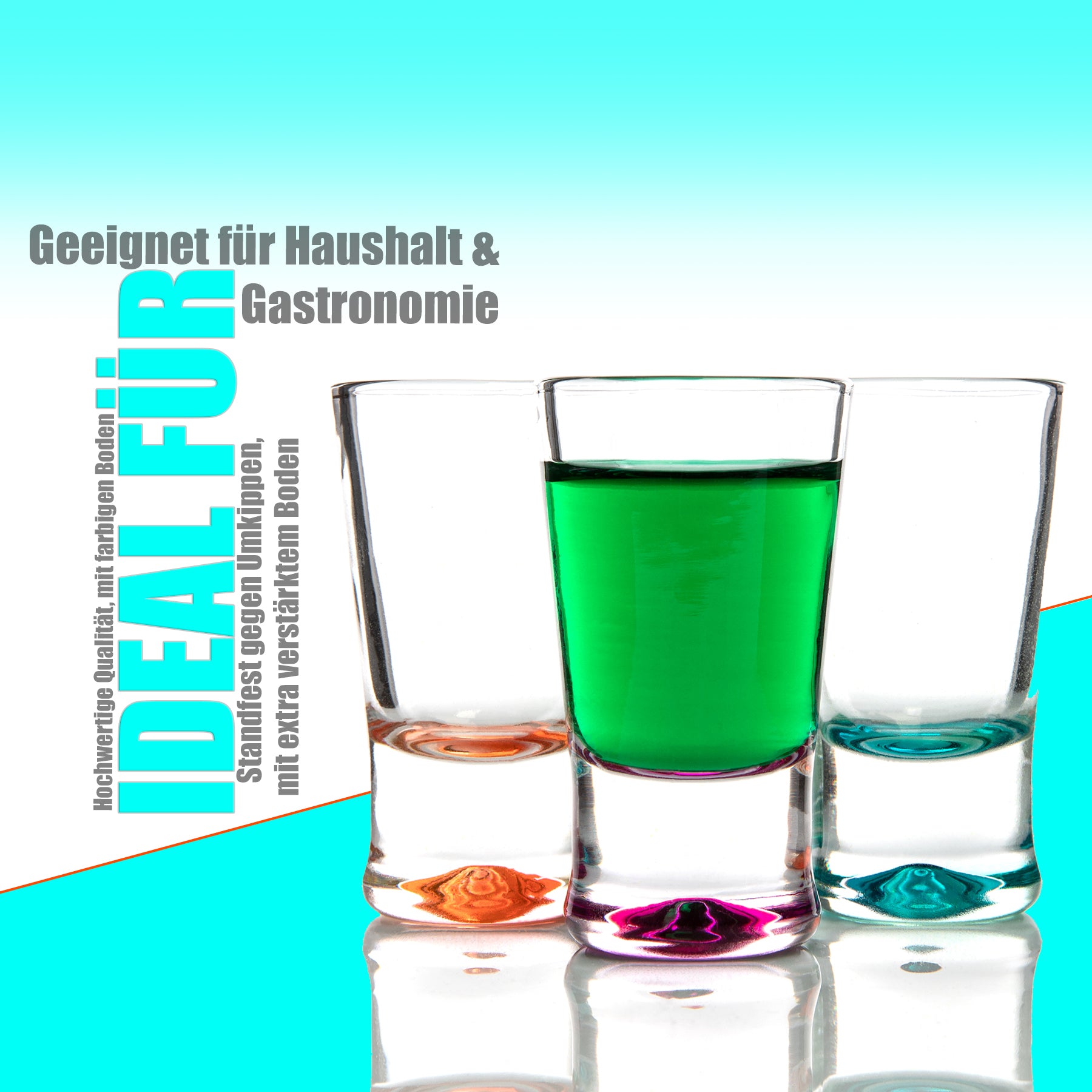 BigDean 6er Set Schnapsgläser 2cl – farbige Shot Gläser für Tequila, Wodka, Ouzo, Sambuca etc. - Sta 4