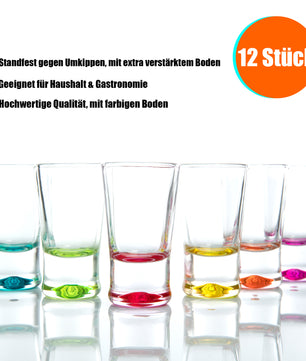 BigDean 12er Set Schnapsgläser 2cl – farbige Shot Gläser für Tequila, Wodka, Ouzo, Sambuca etc. - St 3