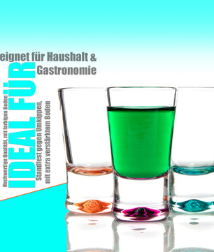 BigDean 24er Set Schnapsgläser 2cl – farbige Shot Gläser für Tequila, Wodka, Ouzo, Sambuca etc. 4