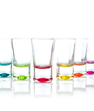 BigDean 48x Schnapsgläser 2cl - Shotgläser aus Glas – farbige Shot Gläser für Schnäpse wie z.B. Tequila, Wodka, Ouzo, Sambuca, Likör - Stamperl, Pinnchen