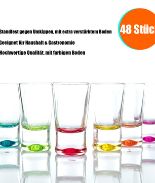 BigDean 48er Set Schnapsgläser 2cl – farbige Shot Gläser für Tequila, Wodka, Ouzo, Sambuca etc.  3