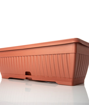 Blumenkasten mit Untersetzer Balkonkasten Pflanzkasten - Terracotta 50 cm Innen & Außen 2