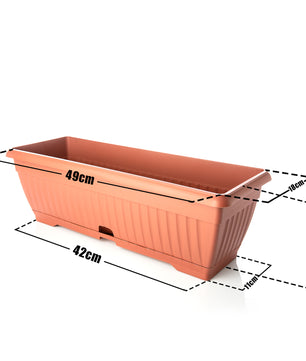 3x Blumenkasten mit Untersetzer Balkonkasten Pflanzkasten - Terracotta 50 cm Innen & Außen 4