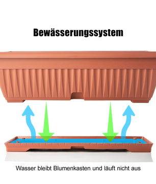 3x Blumenkasten mit Untersetzer Balkonkasten Pflanzkasten - Terracotta 50 cm Innen & Außen 5