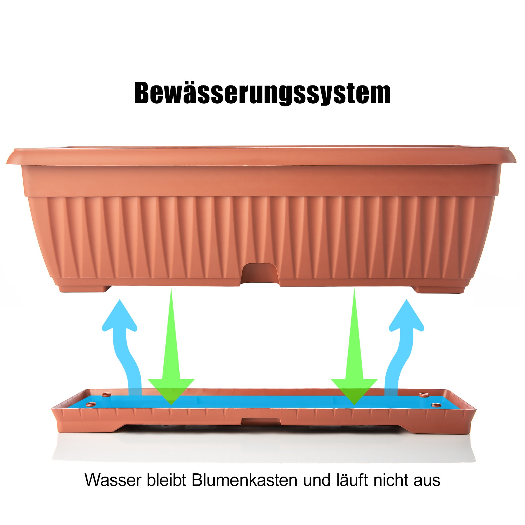 3x Blumenkasten mit Untersetzer Balkonkasten Pflanzkasten - Terracotta 50 cm Innen & Außen 5