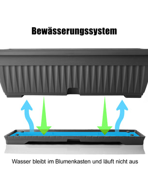 Blumenkasten mit Untersetzer Balkonkasten Pflanzkasten - Anthrazit 50 cm Innen & Außen 4