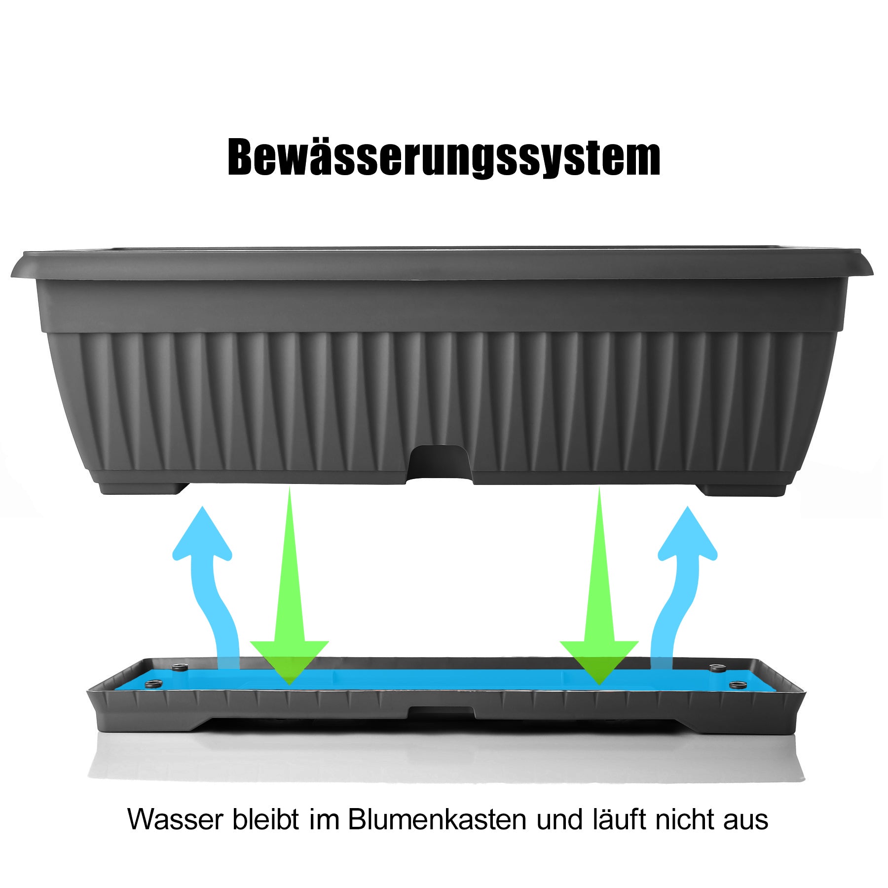 Blumenkasten mit Untersetzer Balkonkasten Pflanzkasten - Anthrazit 50 cm Innen & Außen 4