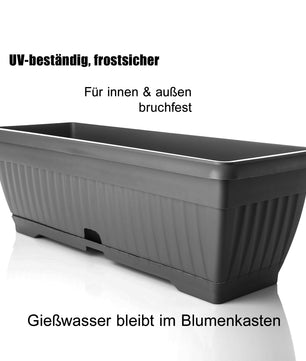 Blumenkasten mit Untersetzer Balkonkasten Pflanzkasten - Anthrazit 50 cm Innen & Außen 5