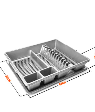 BigDean Abtropfgestell Abtropfgeschirr Schale grau 48x39x9,5cm cm (LxBxH) Geschirrkorb Abtropfkorb 5