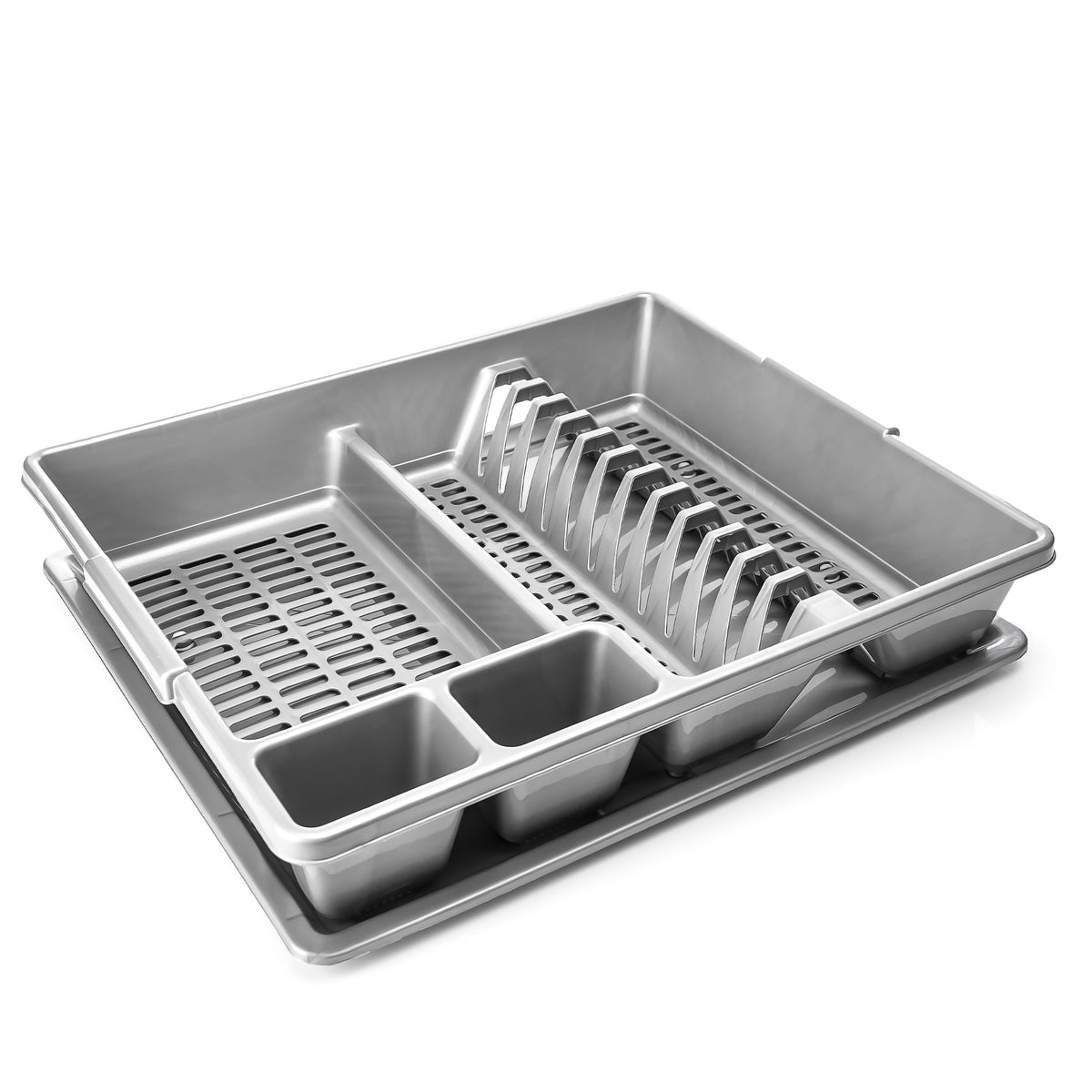 BigDean Abtropfgestell Geschirr Abtropfgitter Schale grau 48x39x9,5cm (LxBxH) Geschirrkorb Abtropfkorb für Spüle