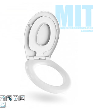 Family WC Sitz mit Absenkautomatik + Kinder Toilettensitz oval weiß Quick Release Funktion 4