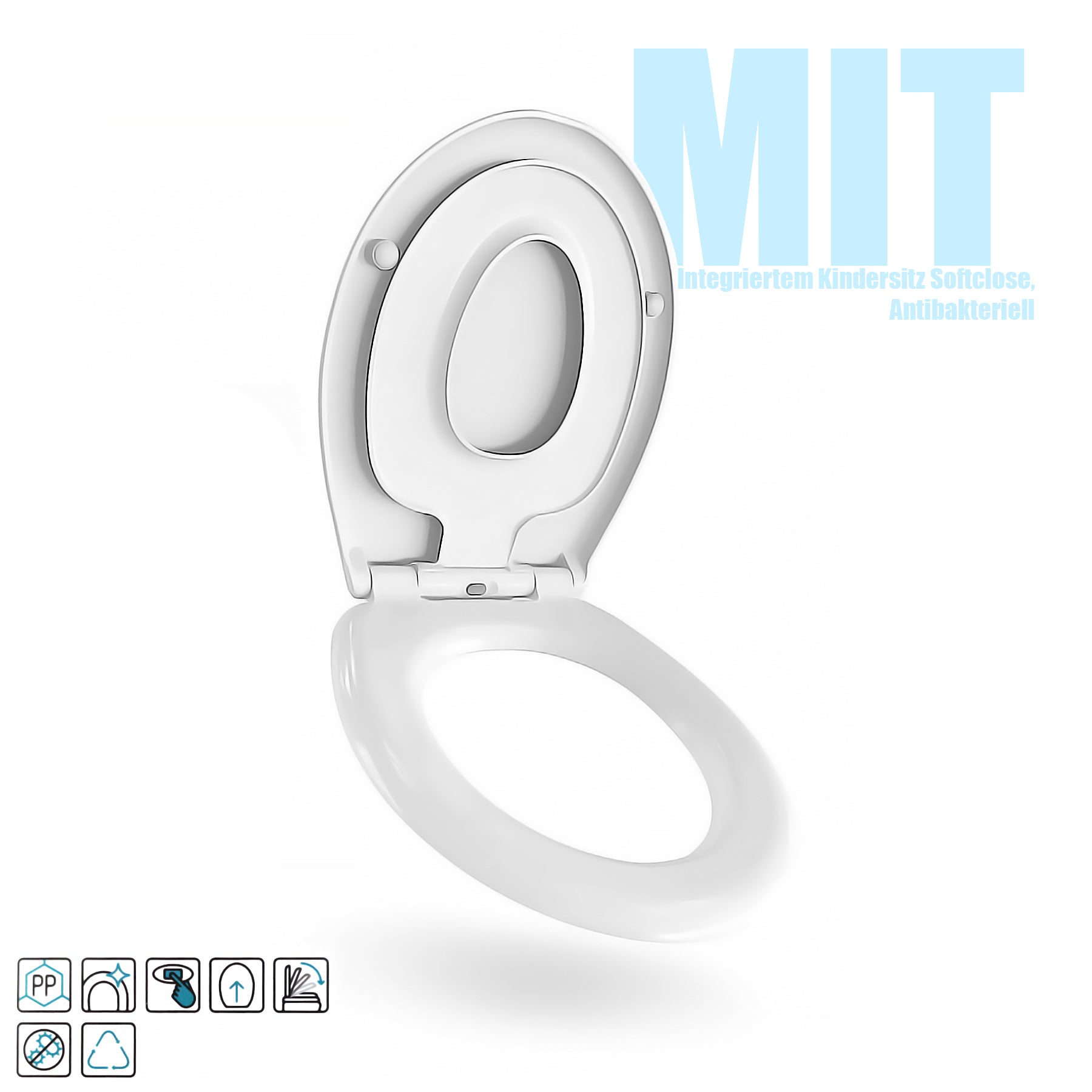 Family WC Sitz mit Absenkautomatik + Kinder Toilettensitz oval weiß Quick Release Funktion 4