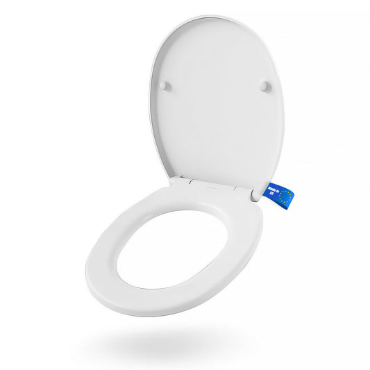 WC Sitz mit Absenkautomatik oval Duroplast weiß bis 150kg belastbar Quick Release Funktion 1