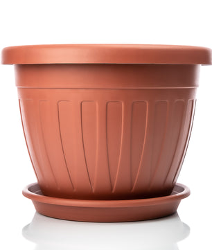 6x Blumentopf mit passendem Untersetzer rund ø50xH38 cm terracotta wetterfest UV-beständig 2