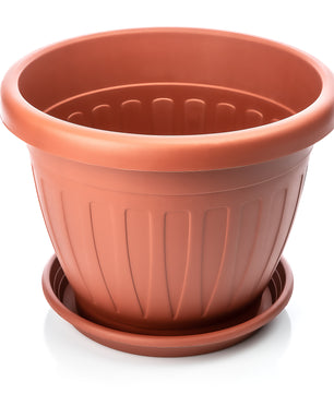 6x Blumentopf mit passendem Untersetzer rund ø50xH38 cm terracotta wetterfest UV-beständig 4