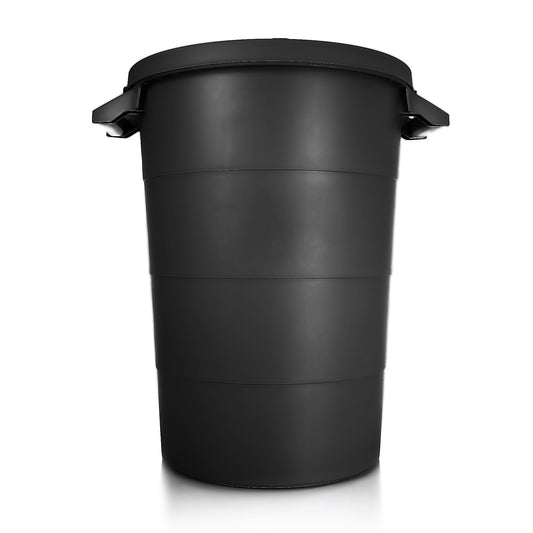 BigDean wetterfeste Universaltonne mit Deckel und 2 stabilen Tragegriffen 80 Liter SCHWARZ - Regentonne Mülleimer - Indoor und Outdoor geeignet - Made in Europe 