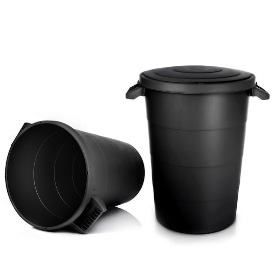 BigDean 2x wetterfeste Universaltonne mit Deckel und 2 stabilen Tragegriffen 80 Liter SCHWARZ - Regentonne Mülleimer - Indoor und Outdoor geeignet - Made in Europe  image 1