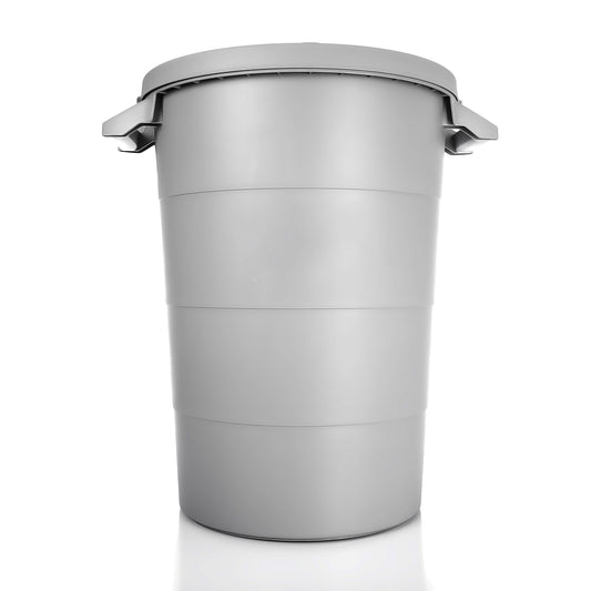 BigDean wetterfeste Universaltonne mit Deckel und 2 stabilen Tragegriffen 80 Liter GRAU - Regentonne Mülleimer - Indoor und Outdoor geeignet - Made in Europe 